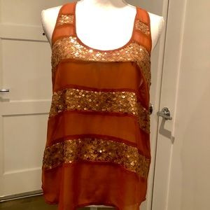 Sheer sequins tank top